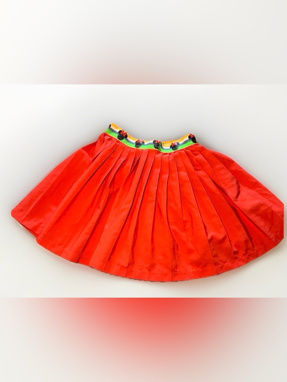 Disney Minnie Mouse Kids Size 4 Toddler Red Orange Pleated Skirt Summer